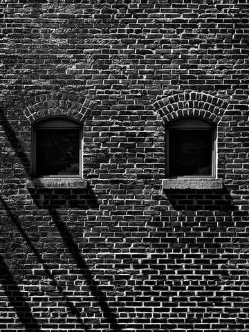 Toronto Distillery District Windows No 1 White Modern Wood Framed Art Print with Double Matting by Carson, Brian