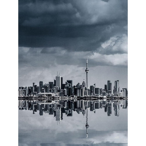 Toronto Skyline White Modern Wood Framed Art Print by Carson, Brian