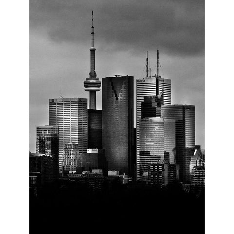 Toronto Skyline No 2 Black Modern Wood Framed Art Print with Double Matting by Carson, Brian