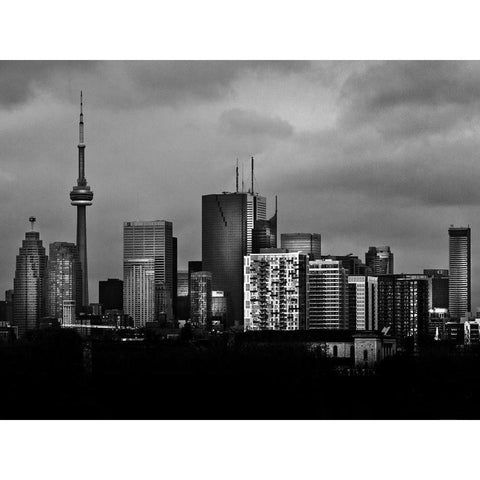 Toronto Skyline from the Pape Bridge No 3 Gold Ornate Wood Framed Art Print with Double Matting by Carson, Brian