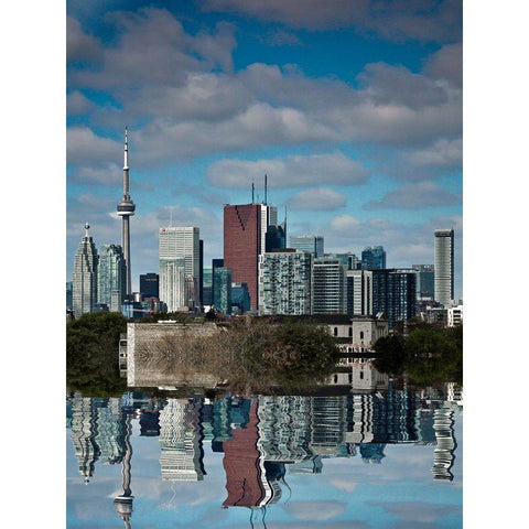 Toronto Skyline Reflection Gold Ornate Wood Framed Art Print with Double Matting by Carson, Brian