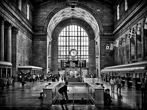 Toronto Union Station Black Ornate Wood Framed Art Print with Double Matting by Carson, Brian