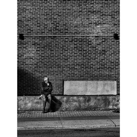 Waiting for a Street Car Black Modern Wood Framed Art Print with Double Matting by Carson, Brian