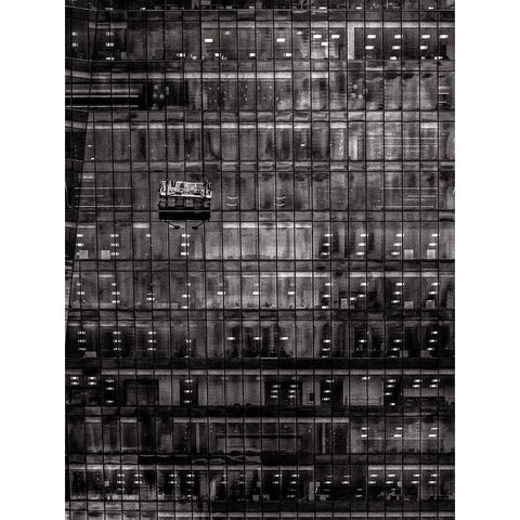 Window Washing No 9 Black Modern Wood Framed Art Print with Double Matting by Carson, Brian