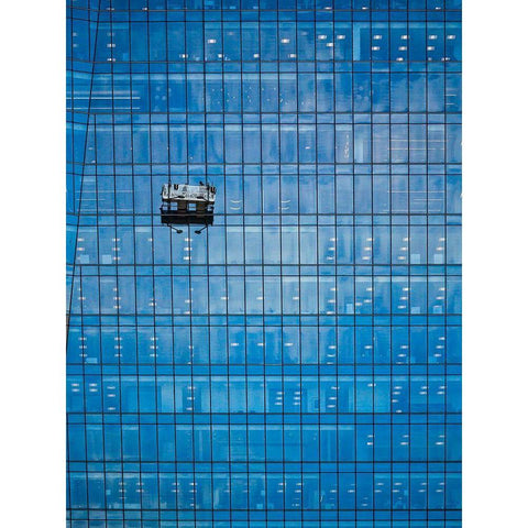 Window Washing No 9 Color Gold Ornate Wood Framed Art Print with Double Matting by Carson, Brian