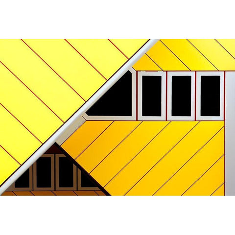 Triangles and Rectangles Black Modern Wood Framed Art Print with Double Matting by Doyle, Renee