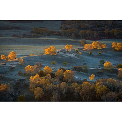 Prairie light Black Modern Wood Framed Art Print with Double Matting by Mei, C.