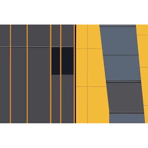 Yellow in Abstract Black Modern Wood Framed Art Print with Double Matting by Niezen, Jan