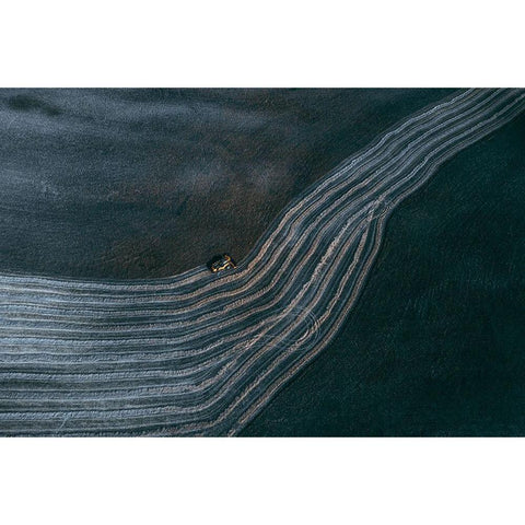 Series Tuscany - Lines and Curves Black Modern Wood Framed Art Print with Double Matting by Chiriaco, Carmine