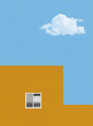 House and cloud White Modern Wood Framed Art Print with Double Matting by Labagnara, Roxana