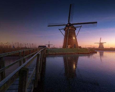 Kinderdijk 2 Black Ornate Wood Framed Art Print with Double Matting by Pablo de, Juan