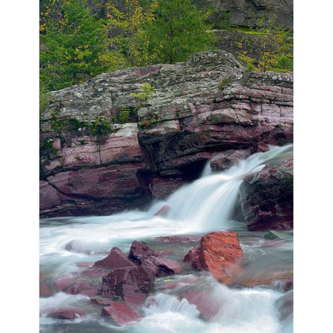 McDonald Creek-Glacier National Park-Montana White Modern Wood Framed Art Print by Fitzharris, Tim