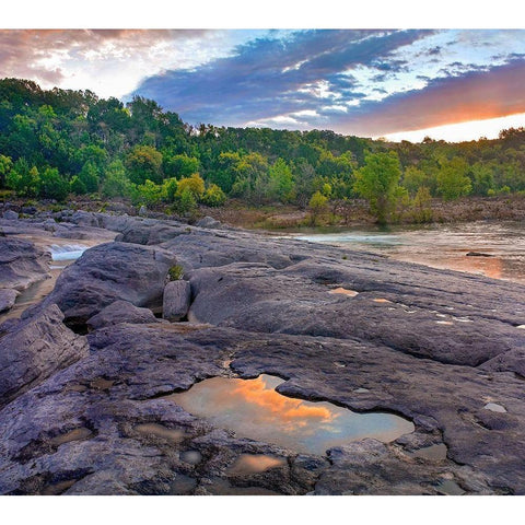 Pedernales Falls State Park-Texas Black Modern Wood Framed Art Print with Double Matting by Fitzharris, Tim