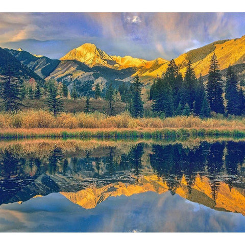 Haystack Mountain-Maroon Bells-Snowmass Wilderness near Aspen-Colorado Gold Ornate Wood Framed Art Print with Double Matting by Fitzharris, Tim
