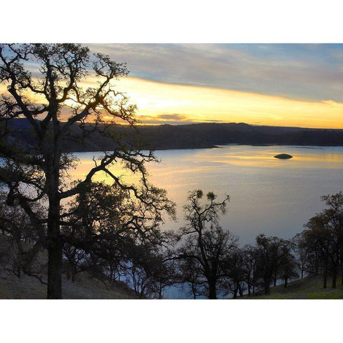 Melones Lake twilight-California Black Modern Wood Framed Art Print with Double Matting by Fitzharris, Tim