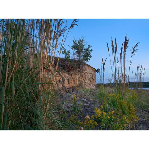 Bluff on Wilson Lake-Kansas Black Modern Wood Framed Art Print by Fitzharris, Tim