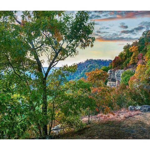 White Rock Mountain Sunset Black Modern Wood Framed Art Print with Double Matting by Fitzharris, Tim