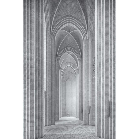 Grundtvigs Kirke Black Modern Wood Framed Art Print with Double Matting by Fleckenstein, Martin