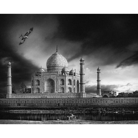 the banks of the Jamuna river Black Modern Wood Framed Art Print with Double Matting by Flour, Piet