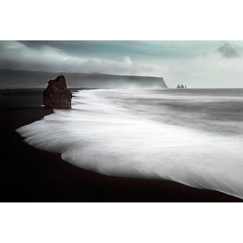 The Black Beach Black Modern Wood Framed Art Print with Double Matting by Luca, Liloni