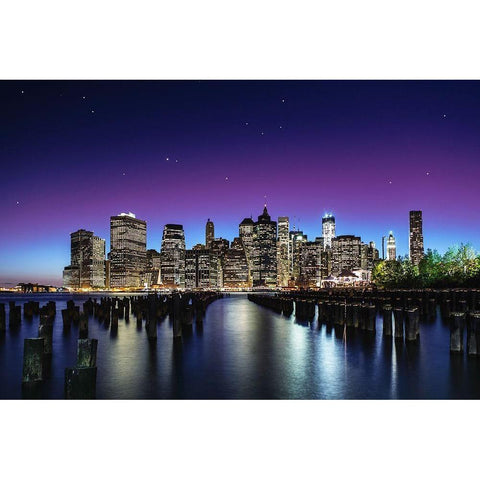 New York Sky Line Black Modern Wood Framed Art Print by El Gamal, Nanouk