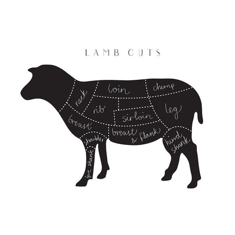 Lamb Cuts White Modern Wood Framed Art Print by Artographie Studio