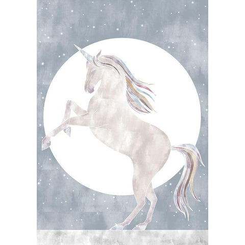 Rising Unicorn Black Modern Wood Framed Art Print with Double Matting by Artographie Studio