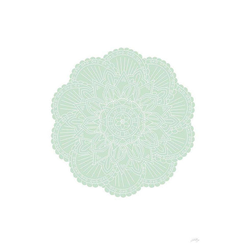 Mandala Green White Modern Wood Framed Art Print by Artographie Studio