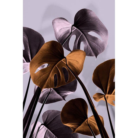 Monstera Purple 01 Black Modern Wood Framed Art Print with Double Matting by Artographie Studio