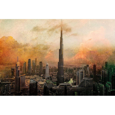 Burj Khalifa White Modern Wood Framed Art Print by Chiriaco, Carmine