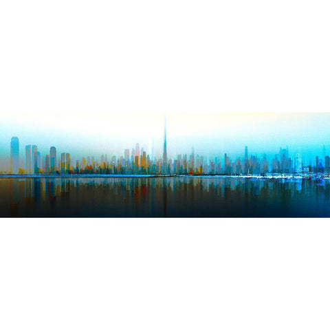 Dubai Skyline Day White Modern Wood Framed Art Print by Chiriaco, Carmine