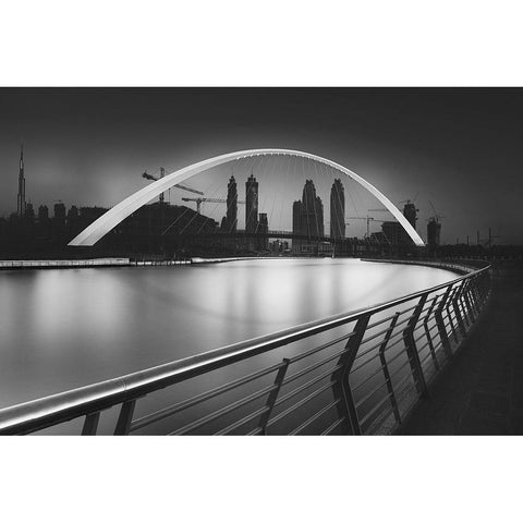 Tolerance Bridge Black Modern Wood Framed Art Print with Double Matting by Kaddourah, Ahmad