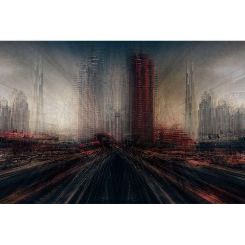 Dubai Station Black Modern Wood Framed Art Print with Double Matting by Chiriaco, Carmine