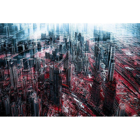 City Apocalypse White Modern Wood Framed Art Print by Tesching, Klaus