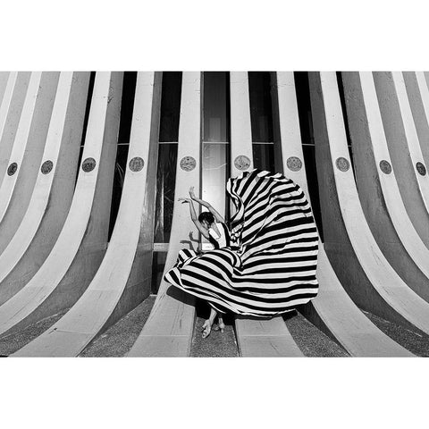 Striped Dancer Black Modern Wood Framed Art Print with Double Matting by Lev Ari, Shay