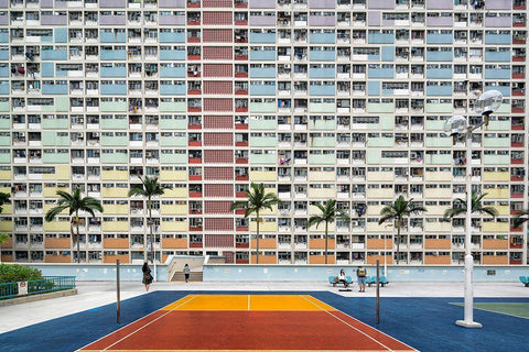 Choi Hung Estate White Modern Wood Framed Art Print with Double Matting by Abdualhameid, Fahad