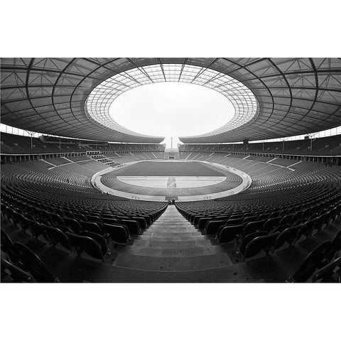 Berlin Olympiastadion Black Modern Wood Framed Art Print with Double Matting by Di Bello, Andrea