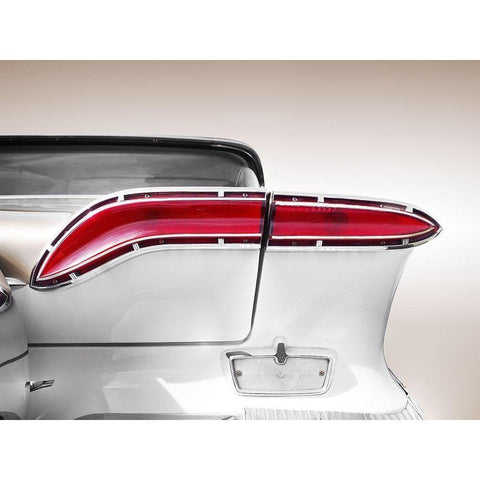 US classic car 1958 taillight abstract White Modern Wood Framed Art Print by Gube, Beate