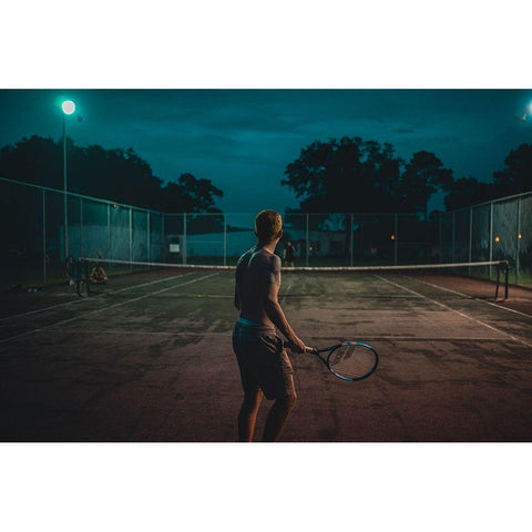 Night Tennis Black Modern Wood Framed Art Print with Double Matting by Viola, Vincenzo