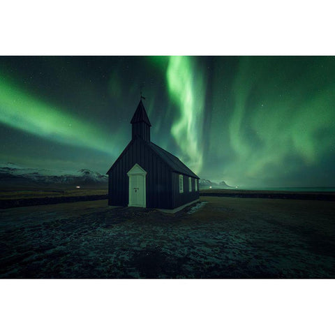 Northern Lights Black Modern Wood Framed Art Print with Double Matting by Martin Castan, David