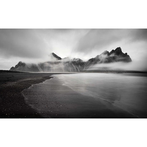 Vestrahorn Black Modern Wood Framed Art Print with Double Matting by Engstrom, Erik