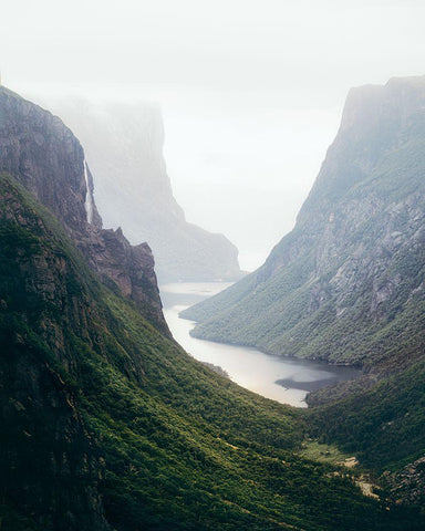 Newfoundland Fjord White Modern Wood Framed Art Print with Double Matting by Fazaeli, David