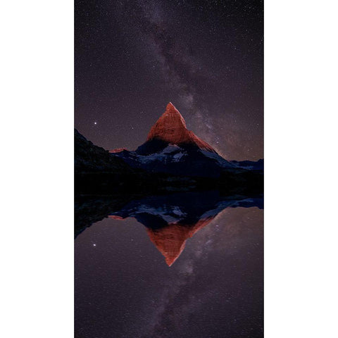 A Mountain of Stars Black Modern Wood Framed Art Print with Double Matting by Victor, Baldea