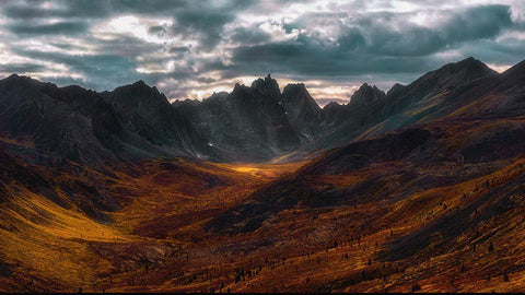 Autumn in Tombstone Mountain Black Ornate Wood Framed Art Print with Double Matting by Zhang, Jenny L