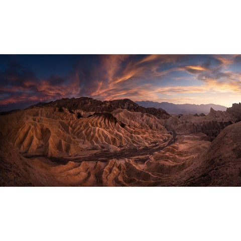 Zabriskie Point Gold Ornate Wood Framed Art Print with Double Matting by Turienzo, Carlos F.