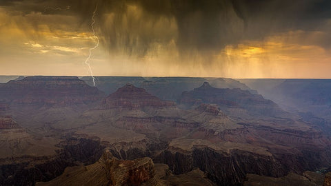 Grand Canyon Monsoon Black Ornate Wood Framed Art Print with Double Matting by Lin, Ning