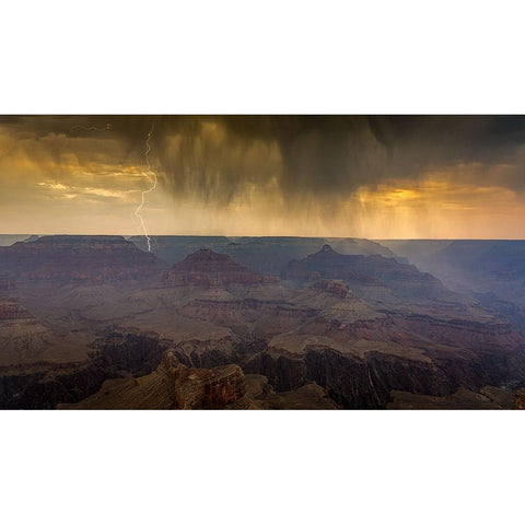 Grand Canyon Monsoon Gold Ornate Wood Framed Art Print with Double Matting by Lin, Ning