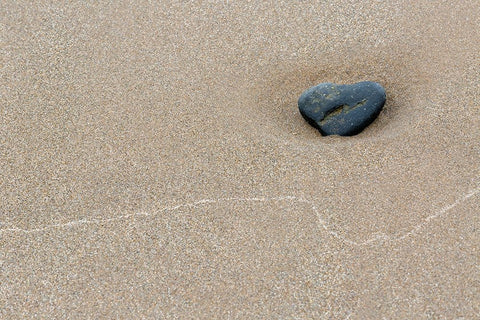 Stone at Barmouth Promenade White Modern Wood Framed Art Print with Double Matting by Fraikin, Chris