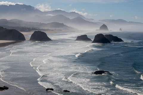 Morning view from Ecola Point Black Ornate Wood Framed Art Print with Double Matting by Mulder, Robbert