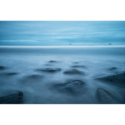 The blue hour at Rialto Beach Black Modern Wood Framed Art Print with Double Matting by Jacobs, Lydia